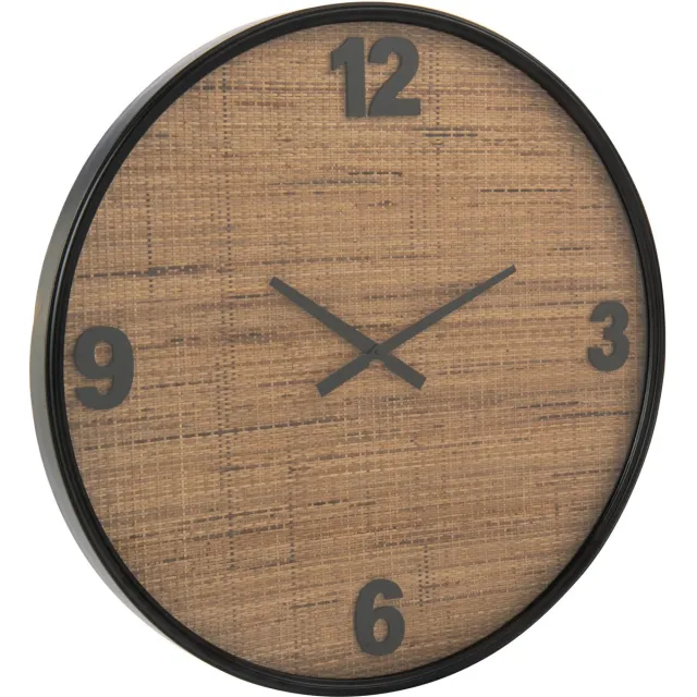J-Line klok - hout - bruin/zwart - large - Ø 6.5 cm Bruin - Zwart