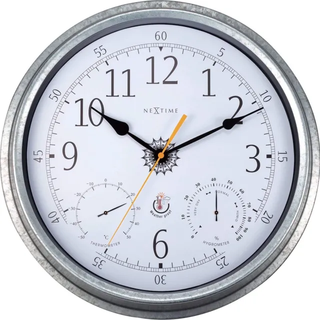 NeXtime Tulip – Wandklok – 40.5 cm – Metaal – Gegalvaniseerd Zilver – Weerbestendig
