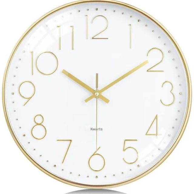 GelldG Wandklok - Lautloze Quartz Wanduhr - 30cm Diameter - Eenvoudig Design met Batterijaandrijving - Geschikt voor Woonkamer Keuken en Kantoor - Plastic Behuizing - Modern en Makkelijk Leesbaar Wit