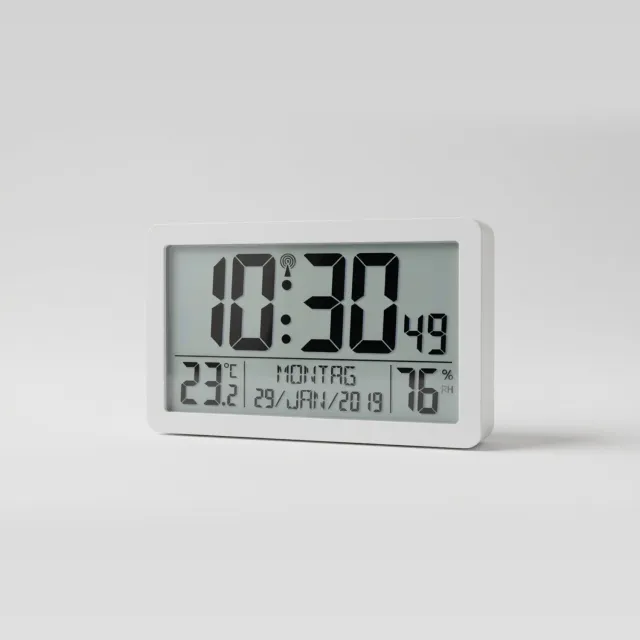 RALA Digitale Wandklok met Temperatuur- en Luchtvochtigheidsmeter - Zilver, 22,5 x 14,3 x 2,4 cm