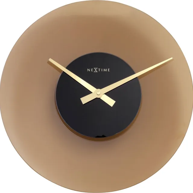 NeXtime Float – Stille Wandklok – 40 cm – Glas – Mat Bruin
