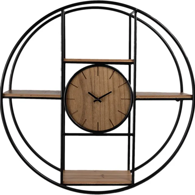 Clayre & Eef Wandklok Ø 60 cm Bruin Zwart Hout