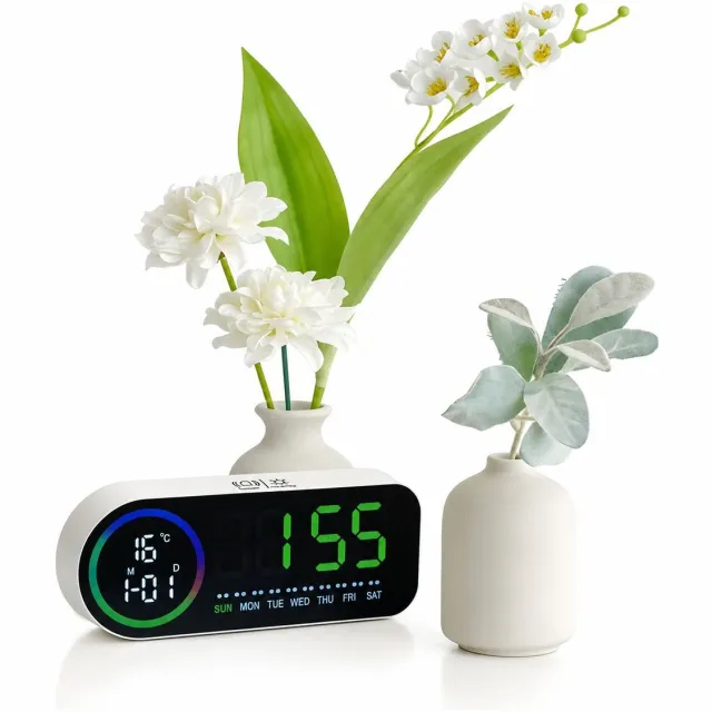VHV Digitale LED Wekker - Moderne Wandklok en Tafelklok met Groot Display - Stijlvolle Spiegelwekker voor Slaapkamer en Kantoor Zwart