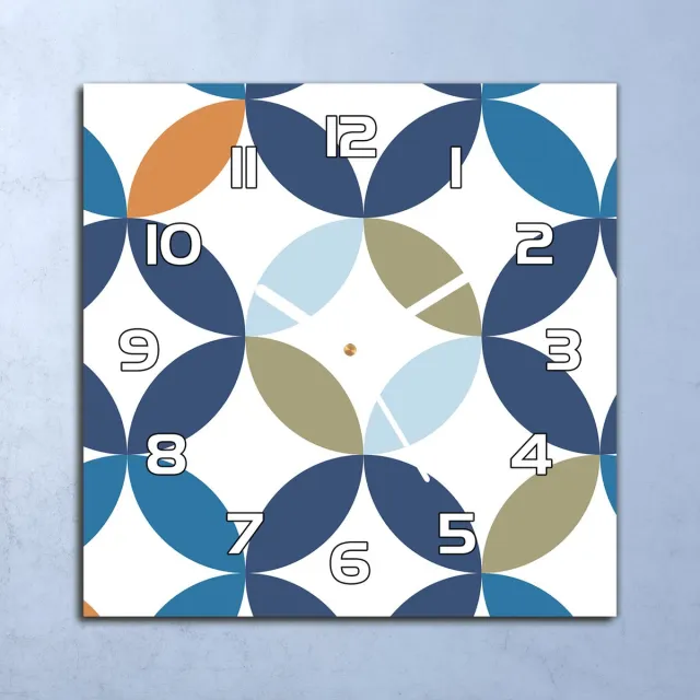 Coloray Wandklok - Geometrische bloemen Glazen Klok - 30x30 cm - Wit Wandklok - Wandklok Vierkant - Wandklok Scandinavisch - Wandklokken Woonkamer - Stille Wandklok Wit - Geometrische bloemen - Witte Handen