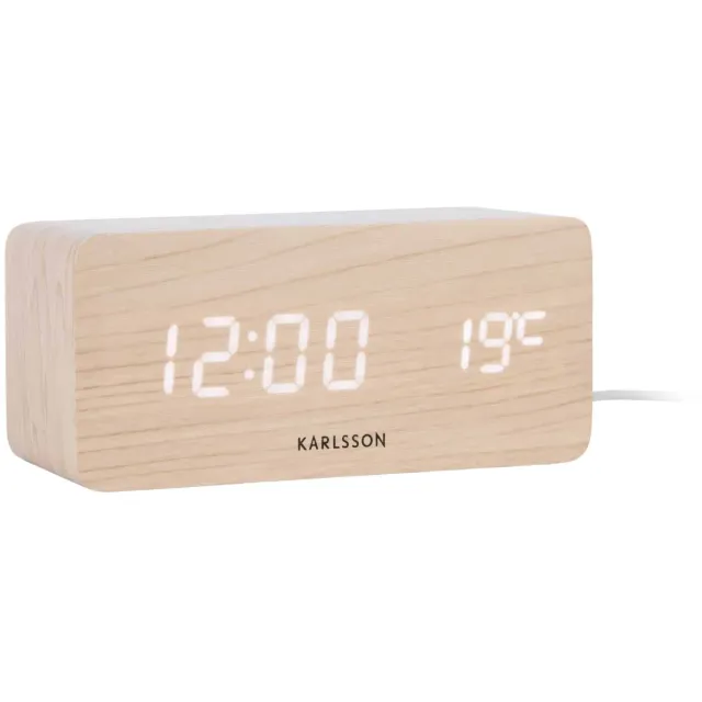 Karlsson Wekker Block - Lichtbruin - 7.4x15x7.1cm - Modern - Wekker voor slaapkamer - Wekkers