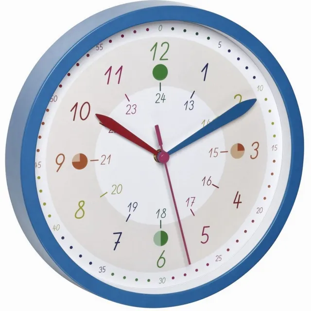 TFA Dostmann 60.3058.06.90 - Wandklok - Kinderen - "TICK & TACK" - Glas - Kunststof - Blauw - Wit - Multikleur