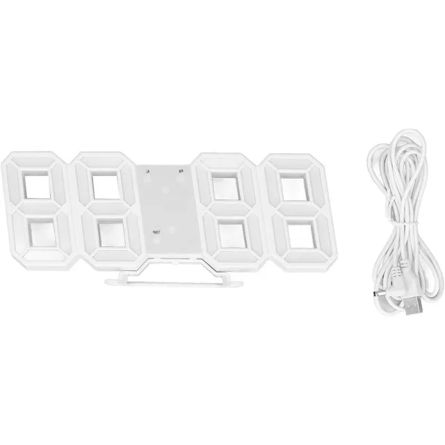 By Shane ByShane - Kleine digitale wandwekker met timer en temperatuurweergave voor woonkamer - Witte frame - 3D LED-wandklok - 12/24 uur - Thuis gebruik