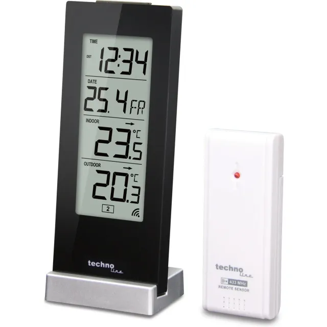 Technoline KLOK - met TEMPERATUURMETER - 9767 zwart