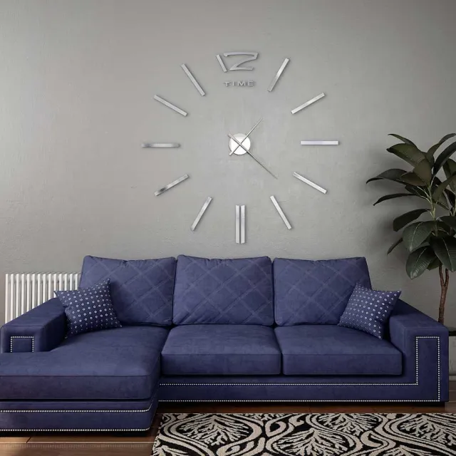 vidaXL 3D-wandklok 100 cm XXL modern zilverkleurig, foto 2