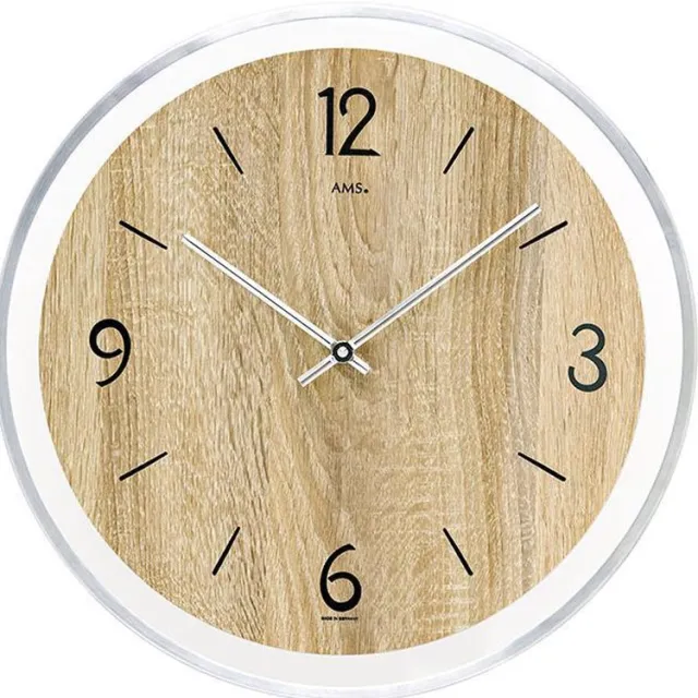 AMS ronde houten wandklok met quartz-uurwerk