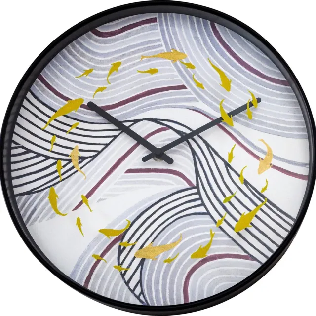 NeXtime Koi – Wandklok – 30 cm – Plastic – Grijs – Stil Grey