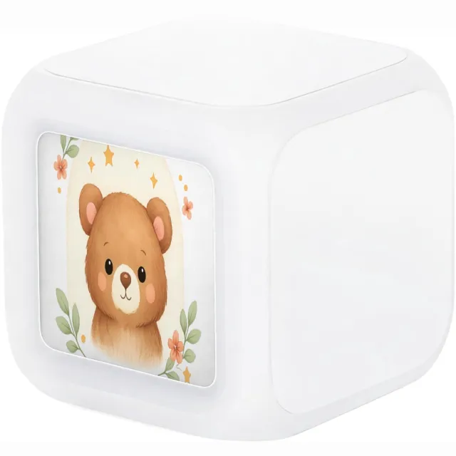 Mr Cadeautjes Digitale wekker - design Rustige bosvrienden in zachte boogvormen | cadeau Wit