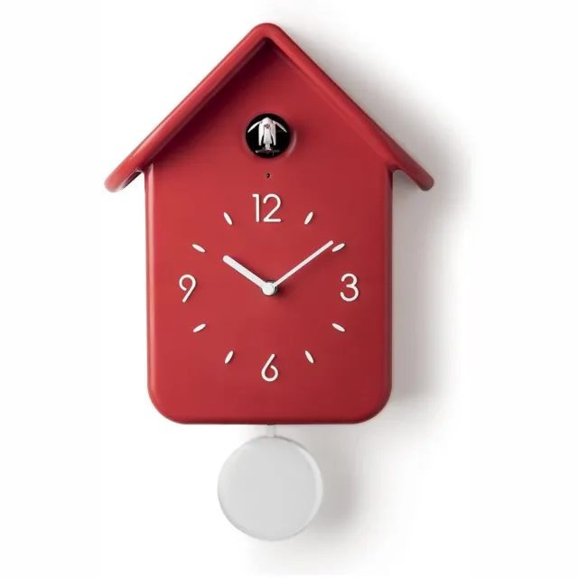 Kavo Koekoek Klok - Koekoeksklok Modern - Minimalistische Koekoeksklok - Rood - 25cm x 12cm x 39cm