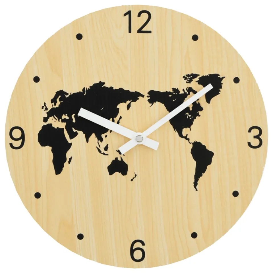 vidaXL Wandklok Ø30 cm bewerkt hout geel en zwart, foto 3