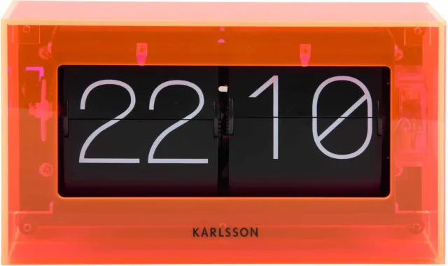 Karlsson Tafelklok Boxed Flip - Oranje - 20.7x7.1x11.7cm - Scandinavisch