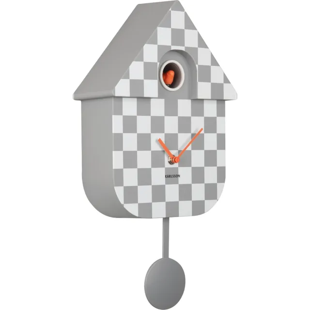 Karlsson Koekoeksklok Modern Cuckoo Checker - Grijs - 8.5x21.5x40.5cm - Wandklok Scandinavisch