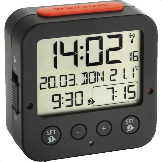 TFA 60.2528.01 digitale radiogestuurde wekker zwart