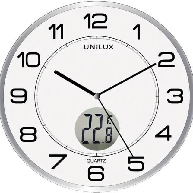 Unilux Tempus klok - grijs/wit - Ø 30,5 - rond Lichtgrijs/Wit