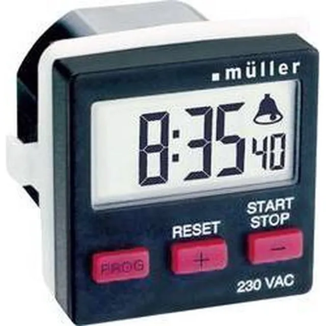 Müller 21439 Fronttafelinbouw-schakelklok Digitaal Zwart, Rood