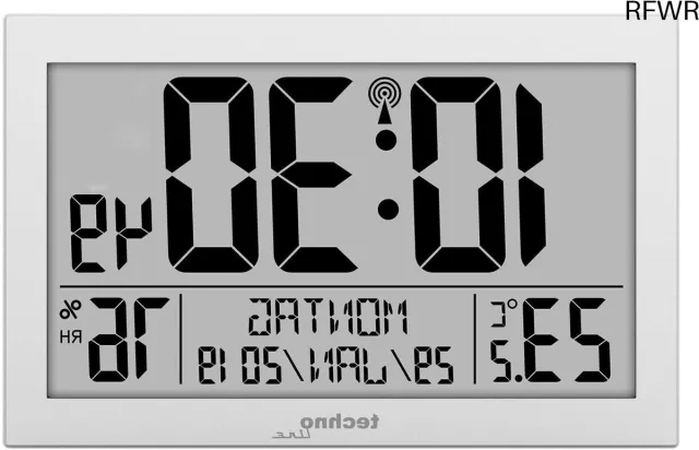 RFWR Slanke digitale wandklok met duidelijke LCD-display Zilver