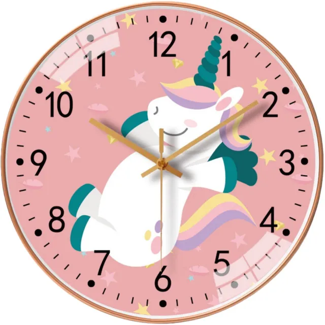 longziming klok – Wandklok voor Kinderen – 20 cm Kleurrijk Cijferblad – Stil Quartzmechanisme – Decoratieve Klok voor Kinderkamer – Slaapkamer of Klaslokaal roze