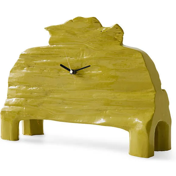 HKLIVING Teun Zwets houten tafelklok khaki, foto 5