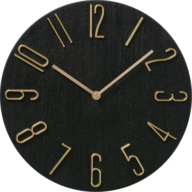 Boltze Wandklok - 'Tempo' - Kunststof - Zwart - Goud - Modern - rond 30cm
