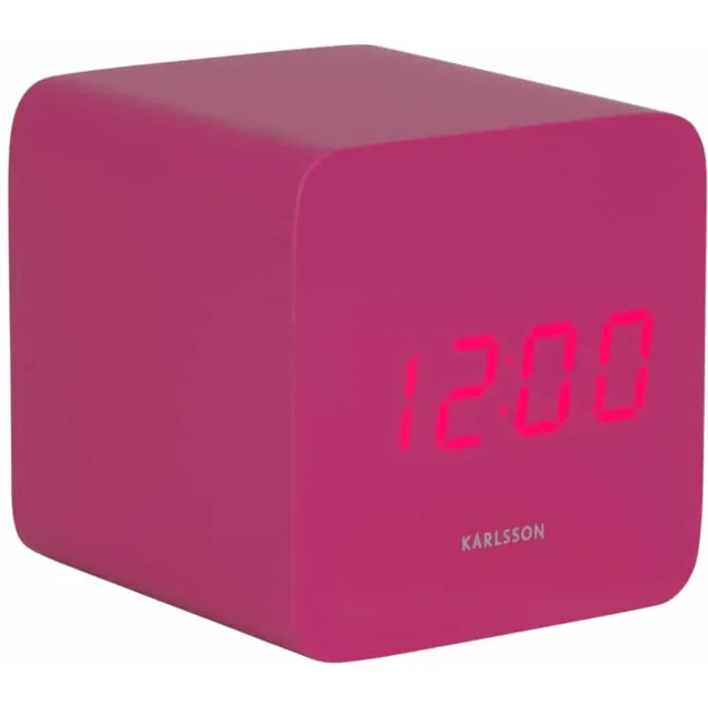 Karlsson Wekker Spry Square - Roze - 6.6x6.8x6.6cm - Scandinavisch - Wekker voor slaapkamer - Wekkers