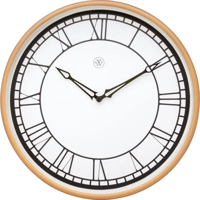 Kyle nXt - Wandklok - 30 cm - Plastic - Wit / Matt Roze - 'Kyle' Rose Goud