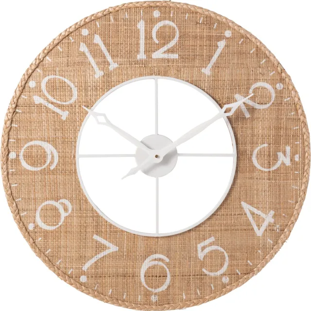 J-Line klok Sodi - hout - naturel/wit - Ø 60 cm