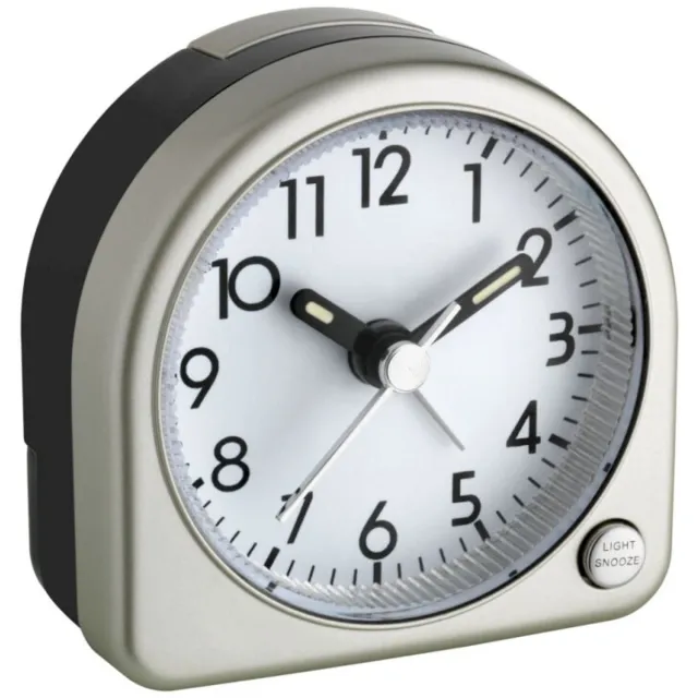 TFA Dostmann 60.1020.53 - Wekker - Analoog - Quartz - Alarm - Snooze - Achtergrondverlichting - Zilverkleurig