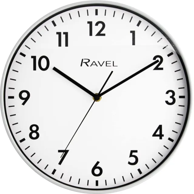 Ravel Moderne 30cm Wandklok voor Kantoor en Keuken - Analoog Kwarts - RWC.30.4 - Wit