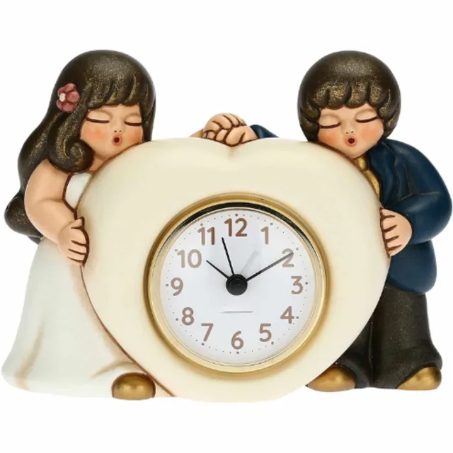 BOG Tafelklok Met Bruidegom – Keramiek – Kunststof Uurwerk – Decoratieve Woonaccessoire VEELKLEURIG