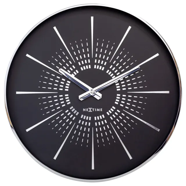 NeXtime Clocks Nextime Wandklok 40 cm - Stil - Metaal - "Excentric" Zwart