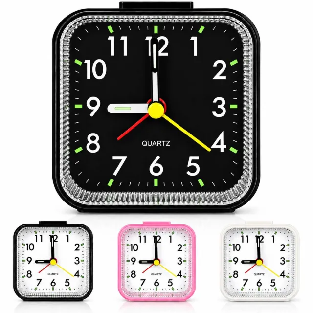 Tolvia Analoge Wekker - Stille Wekker met Snooze en Verlichting - Compacte Tafelwekker op Batterij - 8 x 8 cm - Zwart