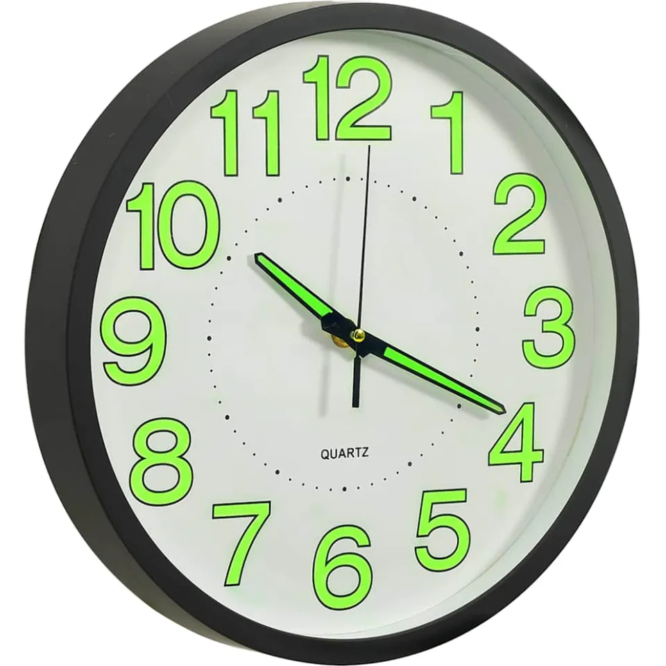 vidaXL Wandklok lichtgevend 30 cm zwart