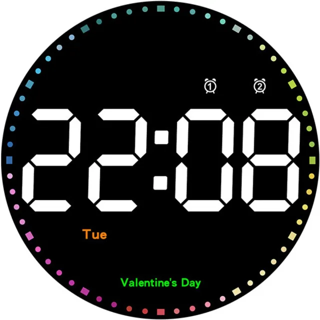 longziming Digitale Wanduhr 25,4 cm LED – Digitale Klok – Grote Cijfers – Tijd, Datum, Temperatuur – Timer en Feestdagherinnering met Afstandsbediening – voor thuis en kantoor Zwart