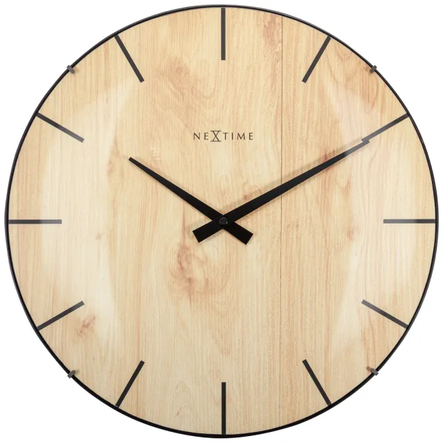 Nextime NeXtimeWandklok - 35 cm - Koepelglas - 'Edge Wood Dome' Bruin