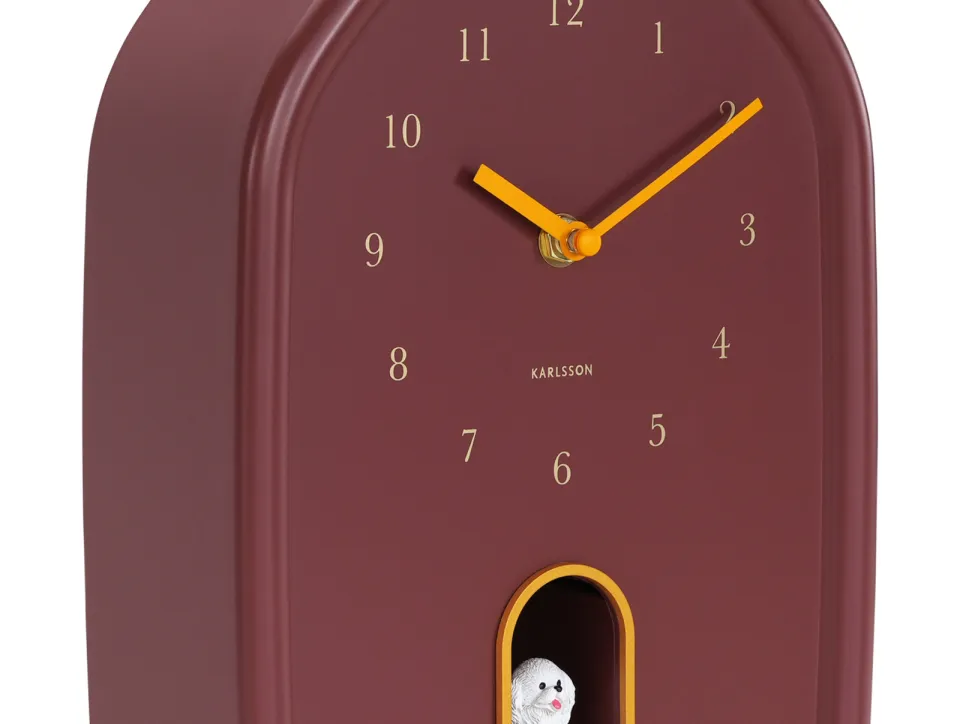 Karlsson Modern Doggy wandklok burgundy rood