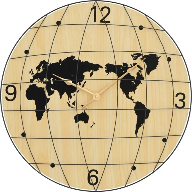 vidaXL Wandklok - Ø50 - cm - bewerkt - hout - geel - en - zwart