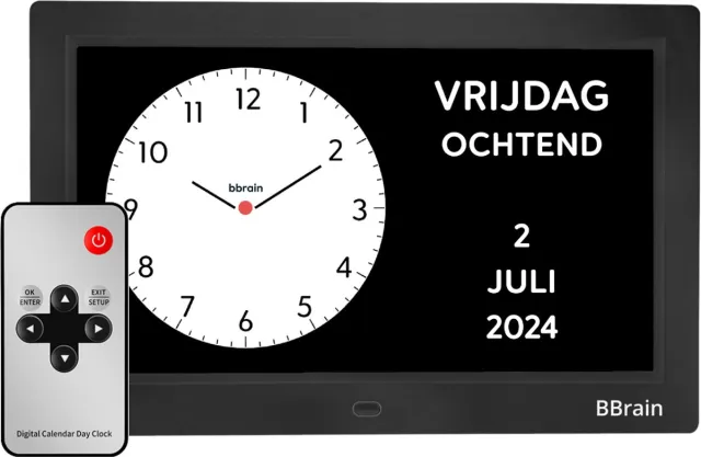 BBrain Basic Wi-Fi - Analoge Dementieklok 10 inch| 21 verschillende herinneringen| Medicatieherinnering| Alarmfunctie| Zwart