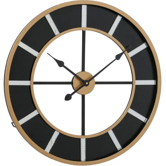 Boltze Home Klok - Wandklok - Ø 60cm - Metaal - Spiegel streepjes - industrieel - Goud - Grijs-zwart