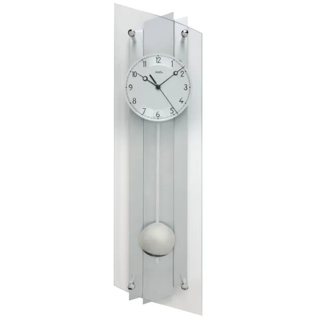 AMS 5261 - Klok - Hout/Aluminium/Glas - 16x59 cm - Grijs