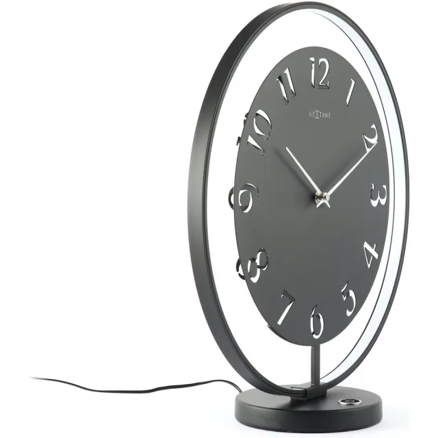 NeXtime Tafelklok - 40 x 40.5 cm - Metaal - Zwart - 'Ting Table'