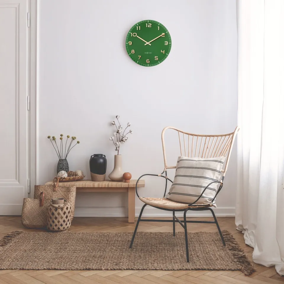 Nextime Wandklok 40 cm - Stil - Groen - Glas/Aluminium - "Classy Medium", foto 4