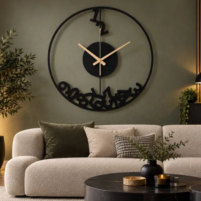 WallArtStore Metalen Wandklok,Wandklok Modern,Minimalistisch,Gepoedercoat,Staal,70cm zwart