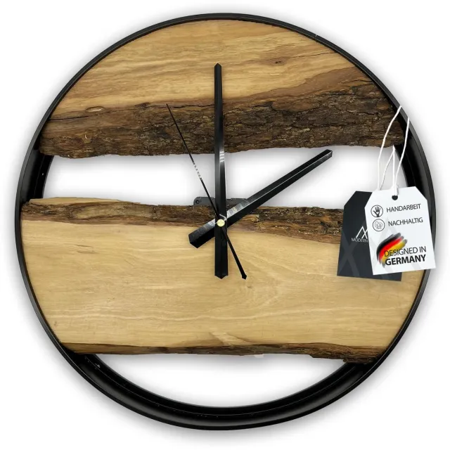 MODERNMOMENTS ® Wandklok hout zonder tikkende geluiden handgemaakte rustieke olijfhouten wandklokken moderne boomrand houten klok woonkamerklok wandklok massief hout natuurlijk hout klok decoratie
