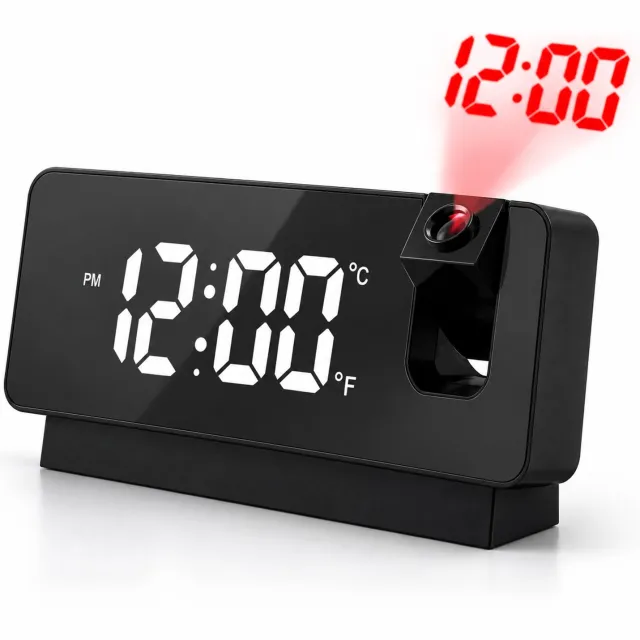 Distiion LED Projector Wekker met Spiegel Display en Alarm zwart