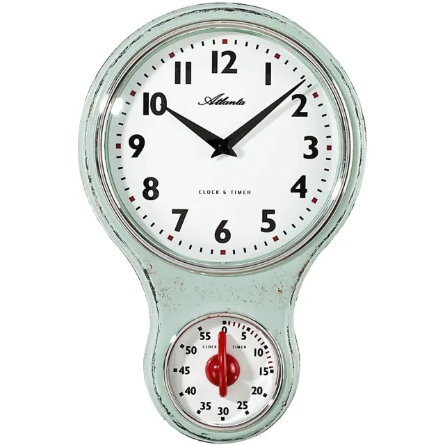 Atlanta Uhren 6124/6 Wandklok Quartz 205 Mm X 65 Mm X 31 Mm Lichtgroen