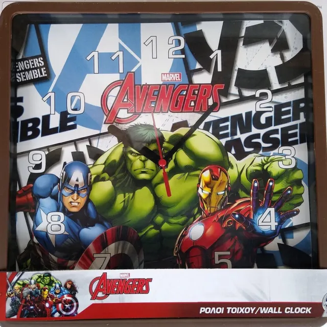Marvel Avengers klok - vierkant - Marvel Avengers wandklok - 25 cm. multi colour